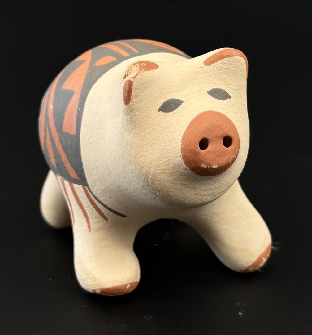 Bessie Yepa Jemez Pueblo Pottery Pig: 3 3/8" by 2 3/4" by 2 1/2"