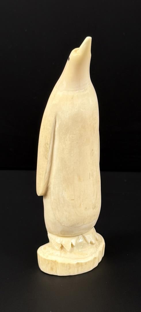 Alaskan Inuit Eskimo Ivory Carved Penguin: 4 1/2" tall. Native made prior to 1972. This item cannot be shipped to Oregon, California, Hawaii, New York, New Jersey, Internationally, or any other state that prohibits.
