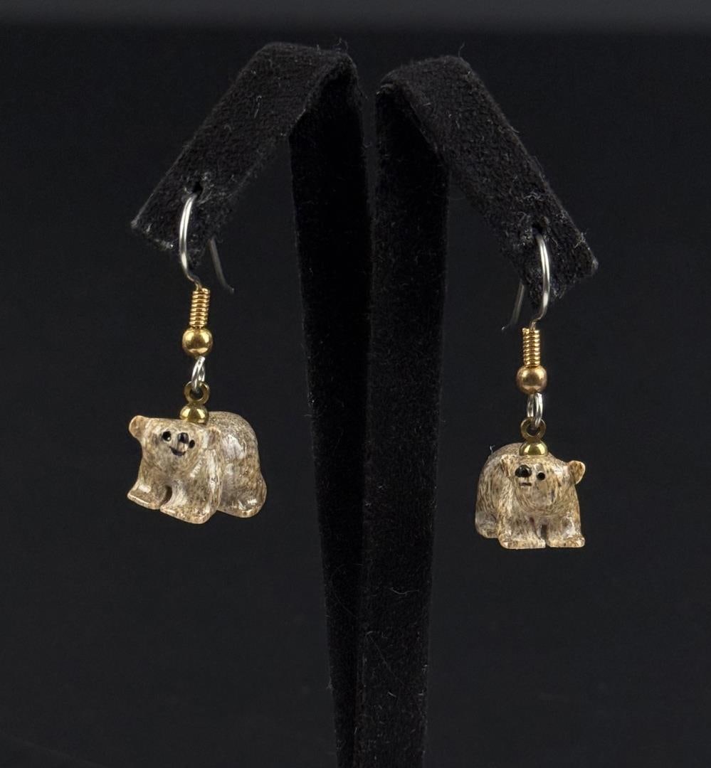 John Penetac Alaskan Inuit Eskimo Bear Earrings: Very cute. 7/8" long.