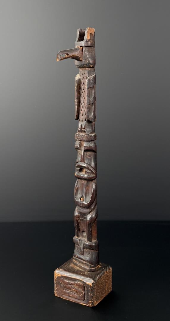 Haida Northwest Coast Indian Wood Totem Pole: 16 5/8" by 3 1/8" by 3"