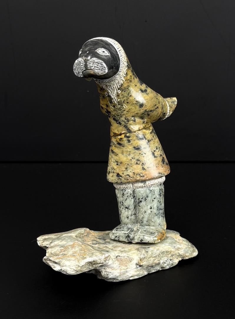 Michael Pelkey Inuit Soapstone Walrus Man Carving (1 of 11)