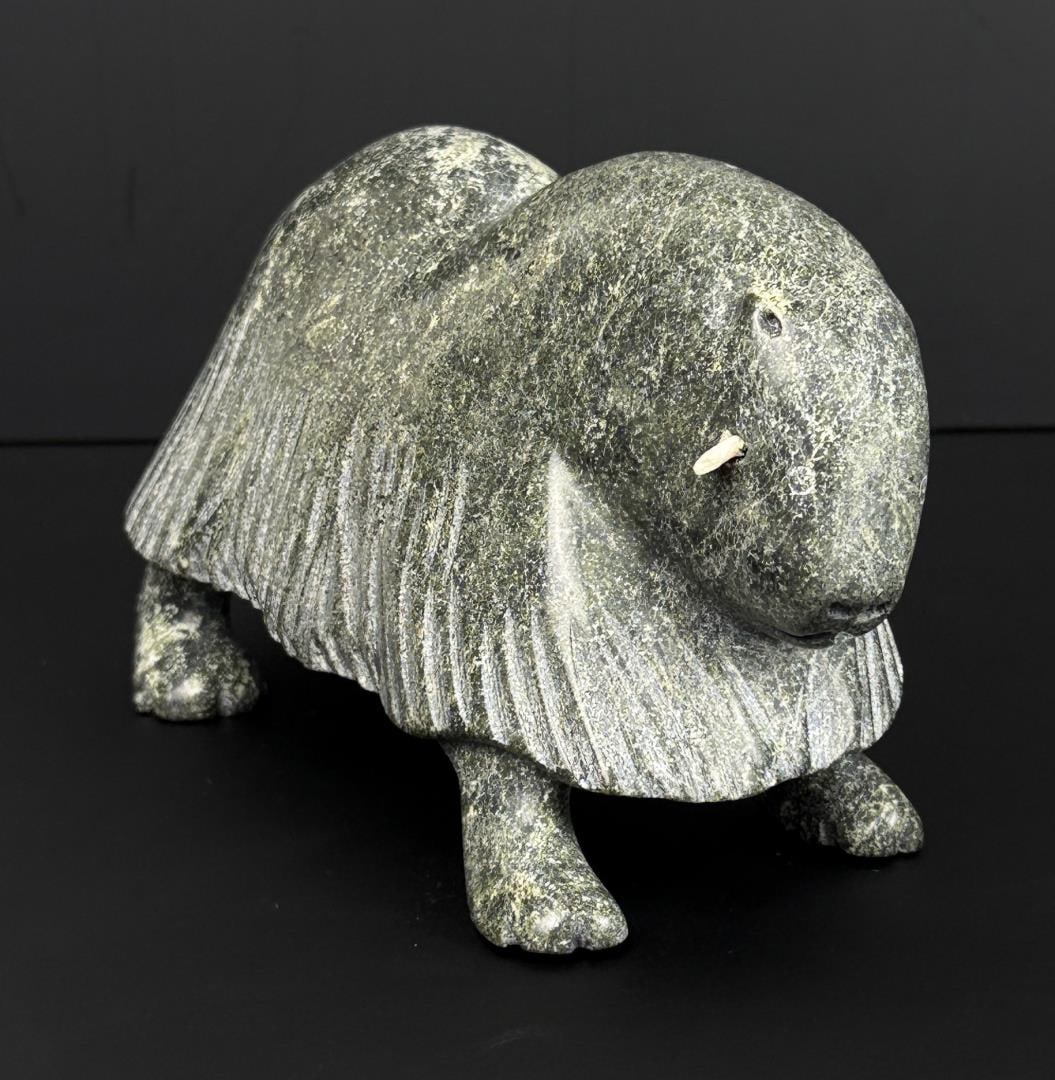 David Qimirpik Inuit Serpentine Muskox Carving (1 of 8)