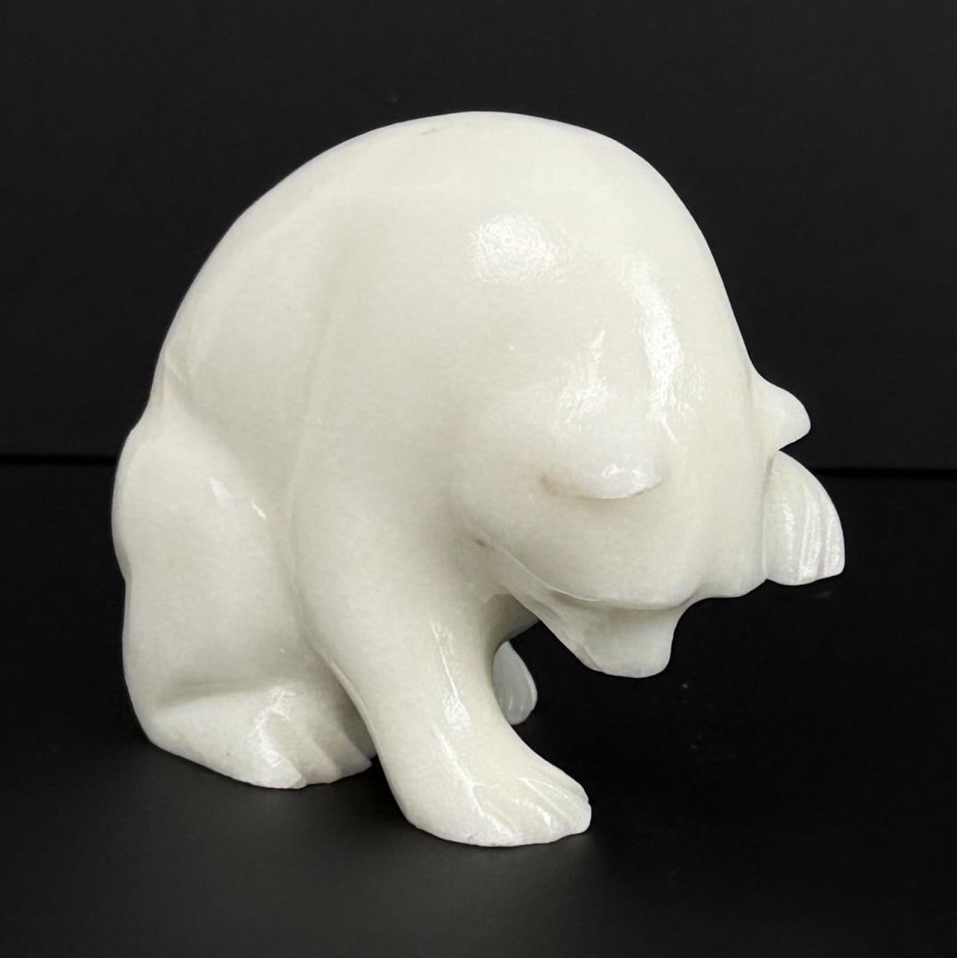 Signed Inuit Carved Polar Bear: 3 1/2" by 3" by y2"