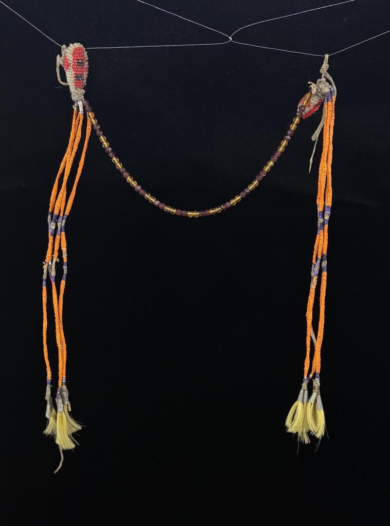 Sioux Native American Indian Quilled Hair Ornament: 13 3/4" by 12 1/4" as displayed. First Quarter of the 20th Century.
