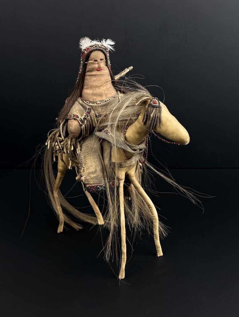 Ramona Morrow Native American Indian Horse Rider: 12 1/4" by 10 3/4" by 7 5/8"