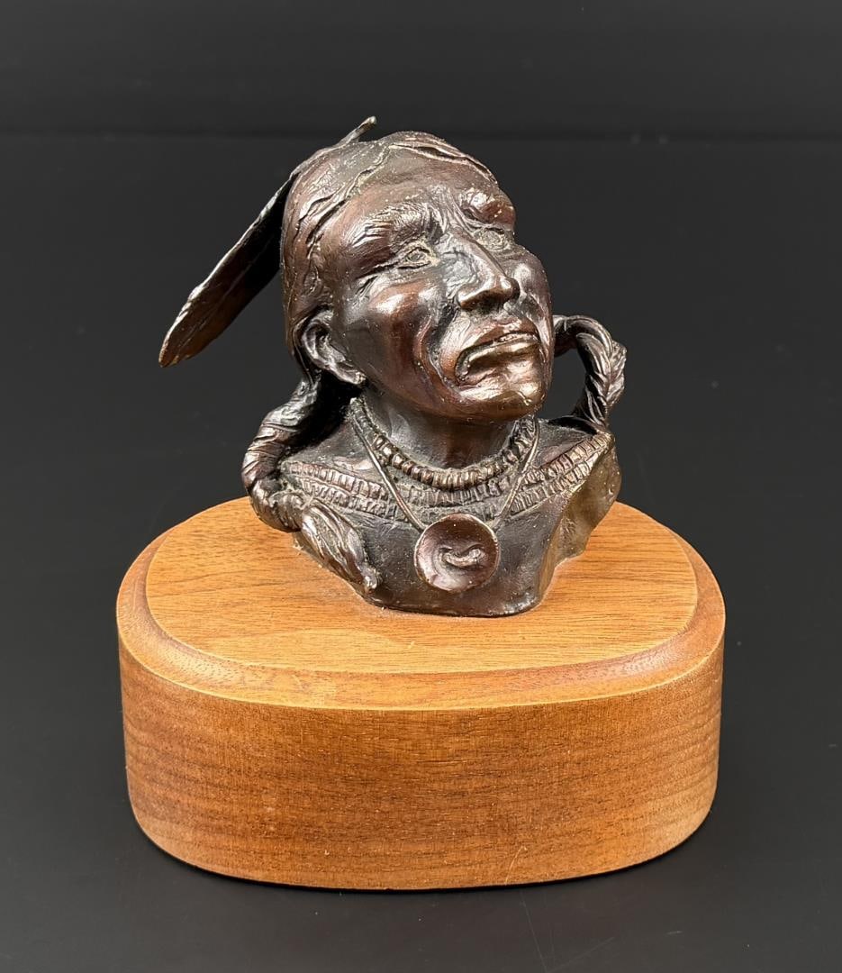 Pamela Harr Indian Warrior Bust Bronze (1 of 6)