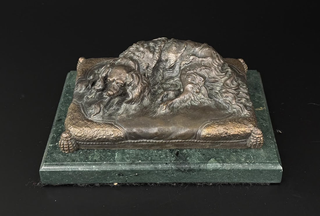 Emmanuel Fremiet King Charles Spaniel Bronze: Title is King Charles Spaniel. 8" by 5 1/2" by 3". Emmanuel Fremiet. 1824 Paris, France - 1910 Paris, France. Known for: Animal and figure sculpture, statues and monuments. Emmanuel Fremiet was a