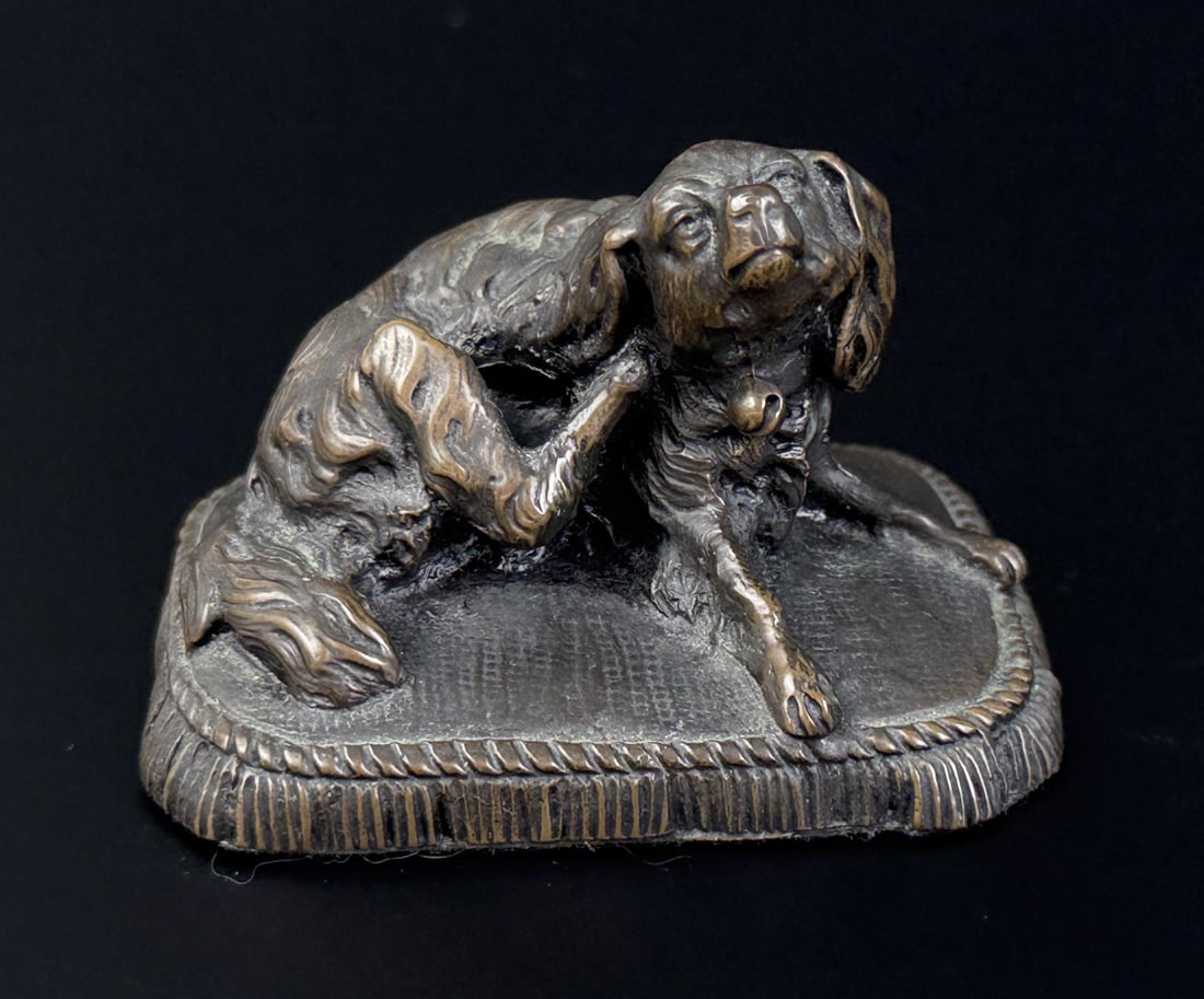 Bronze King Charles Spaniel Paperweight: 2 5/8" by 2" by 1 5/8"