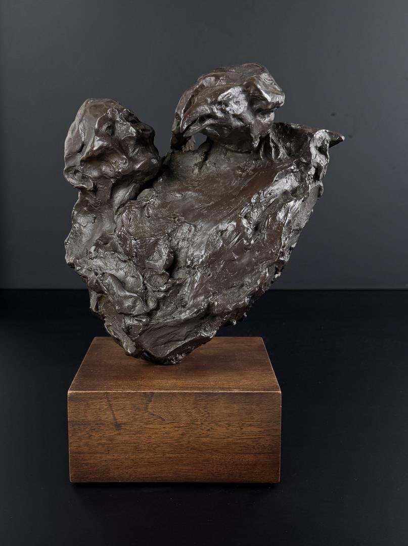 George Carlson Broken Wing Bronze: Title is Broken Wing. 10 1/2" by 7 5/8" by 7 3/8". Number 7/14. George A. Carlson (Born 1940) is active/lives in Idaho, Illinois, Colorado. George Carlson is known for Landscape painting, sculpture