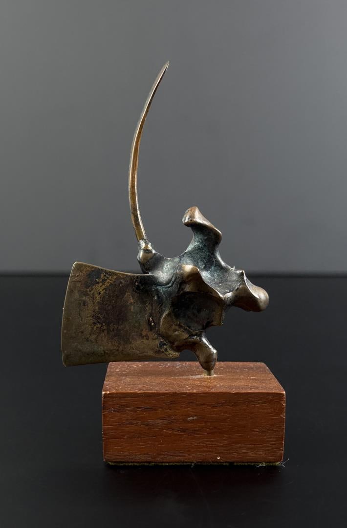 Mid Century Brutalist Bronze: 4 1/2" by 2 1/2" by 1 3/4"
