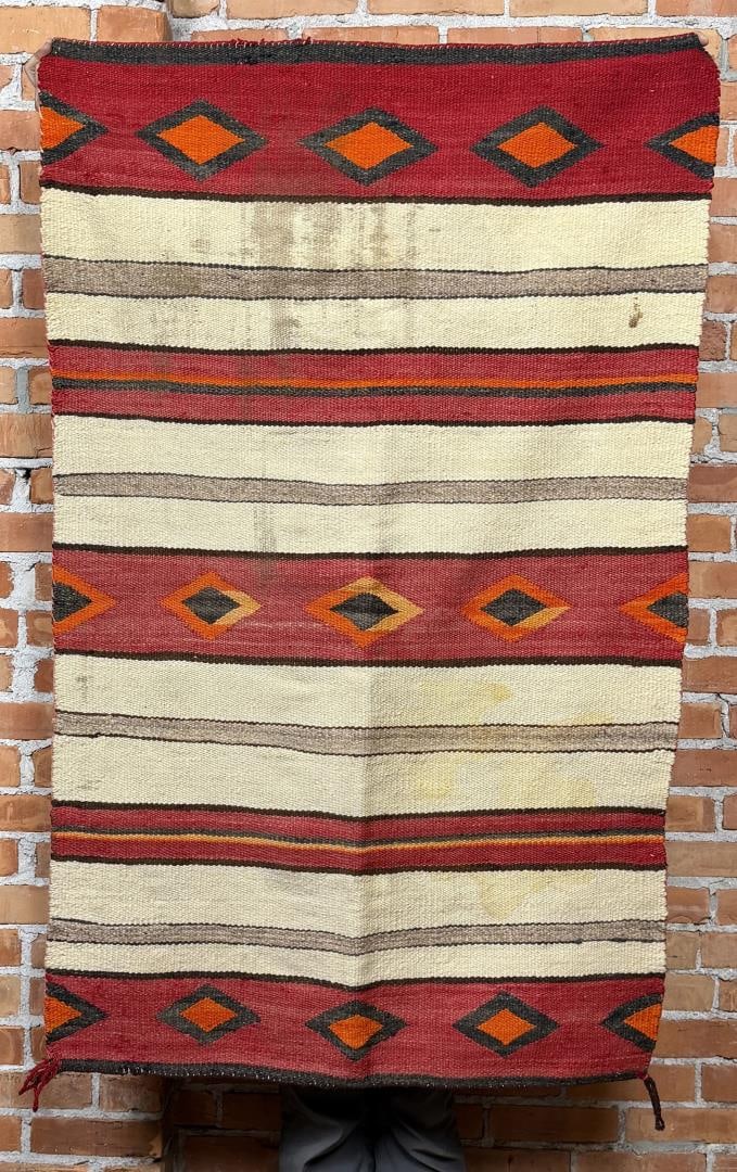 Navajo Indian Ganado Saddle Blanket Rug: 34" by 55".