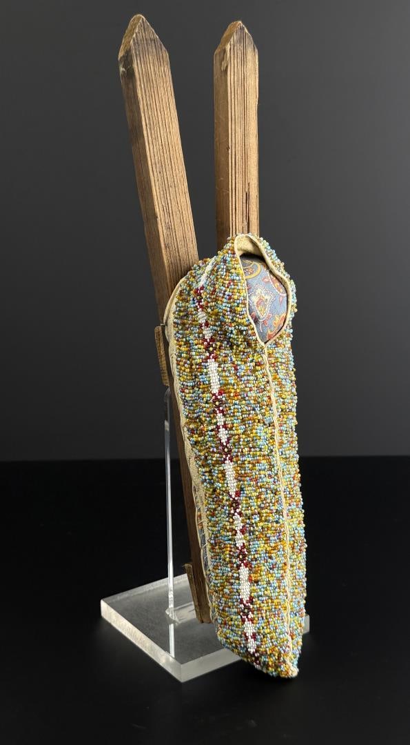 Montana Crow Indian Beaded Miniature Cradleboard: 5 3/4" long. Last Quarter of the 19th Century.