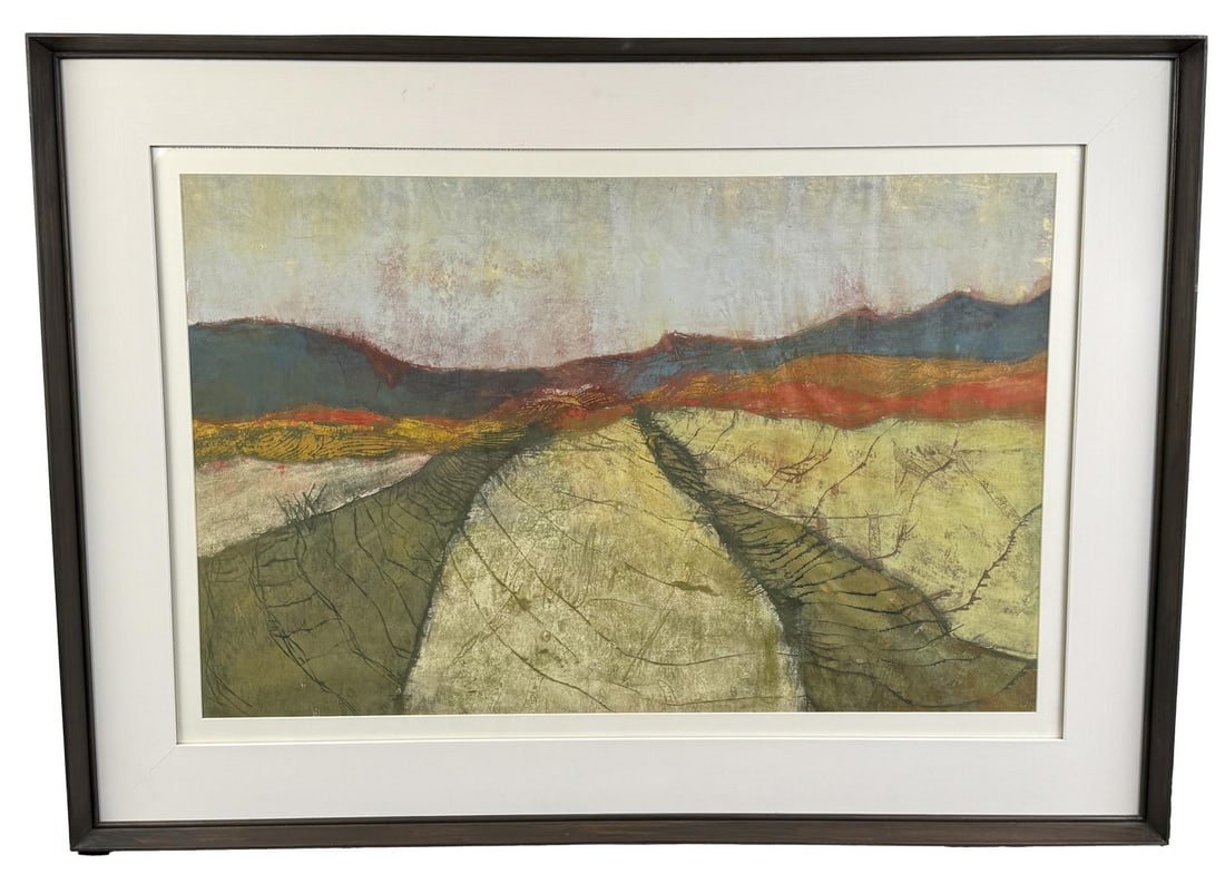 De Wain Valentine Color Woodcut: 35" by 22" unframed. 45" by 32 1/2" framed. Color Woodcut. De Wain Valentine. 1936 Fort Collins, Colorado - 2022. Known for: Minimalist industrial material sculpture, resin, plastic and glass. De Wain