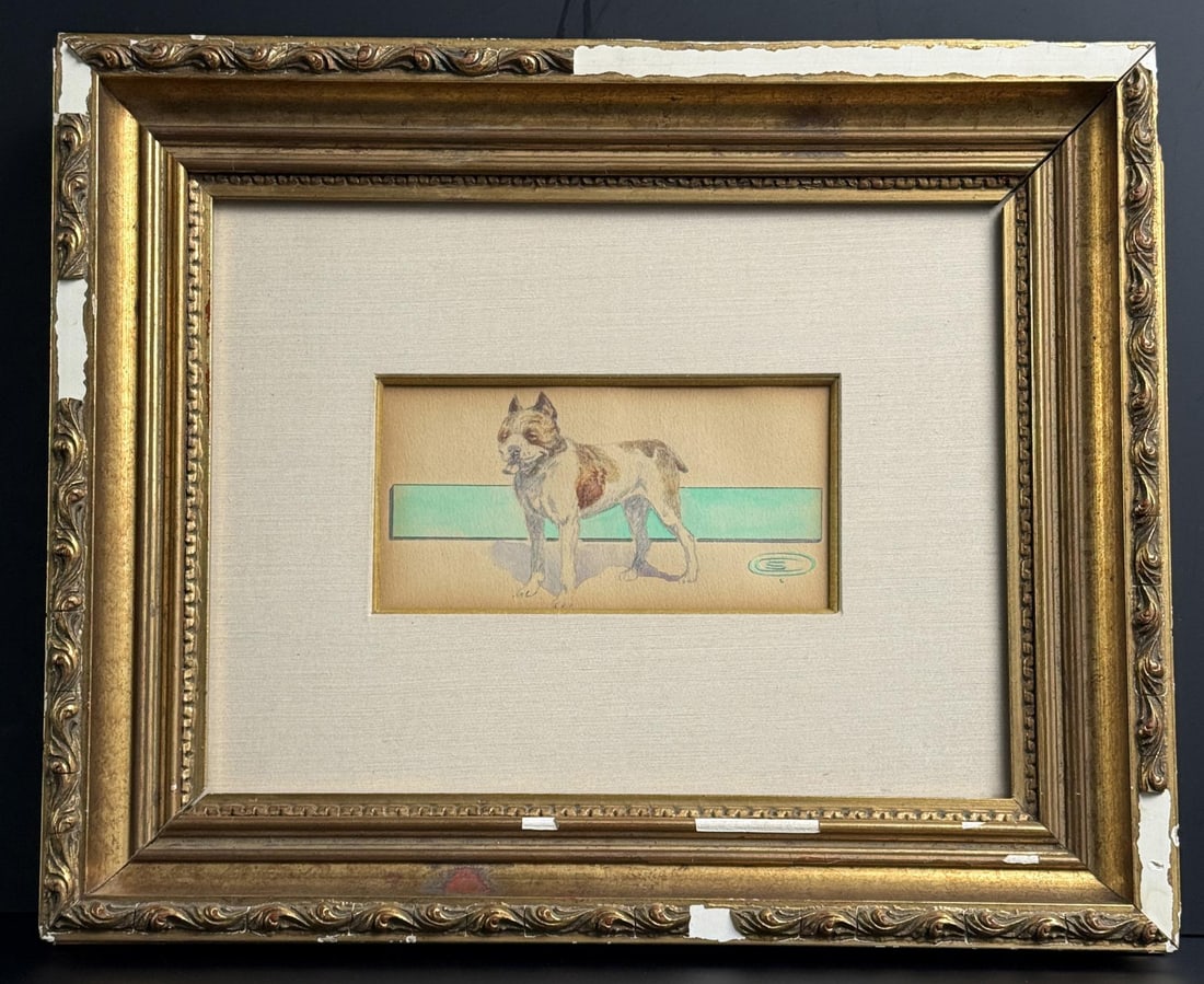 Olaf Carl Seltzer Bull Terrier Watercolor Painting (1 of 7)