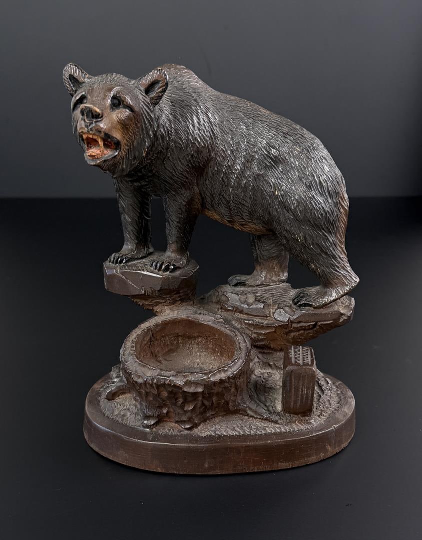 Swiss Black Forest Bear Carved Wood Pipe Stand (1 of 8)