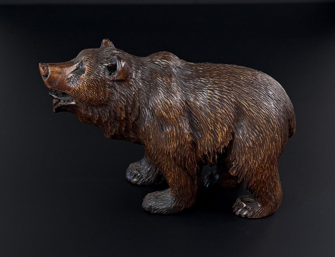 Black Forest Carved Wood Bear: 7 1/4" by 4 7/8" 3".