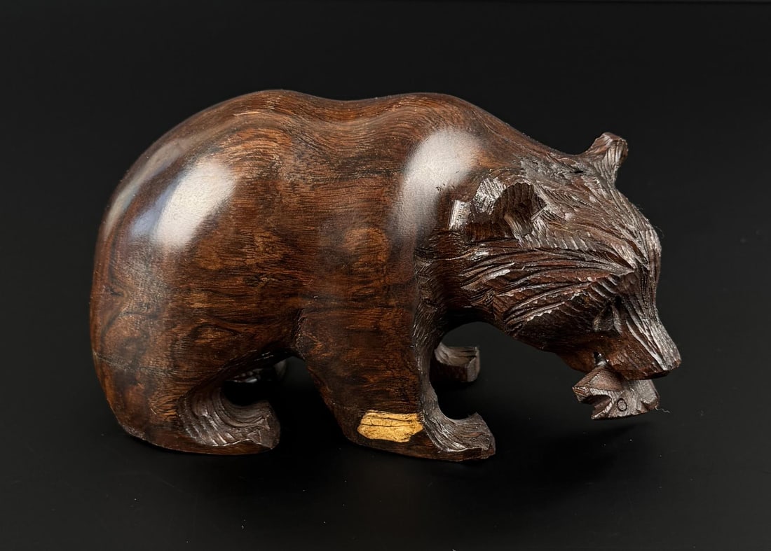 Mexican Ironwood Bear Carving: 5 7/8" by 3" by 2 1/4".
