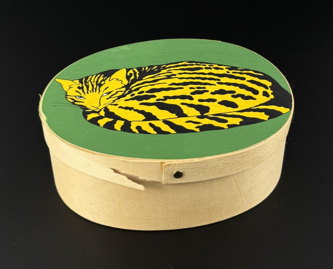 Folk Art Painted Calico Cat Pantry Box (1 of 8)
