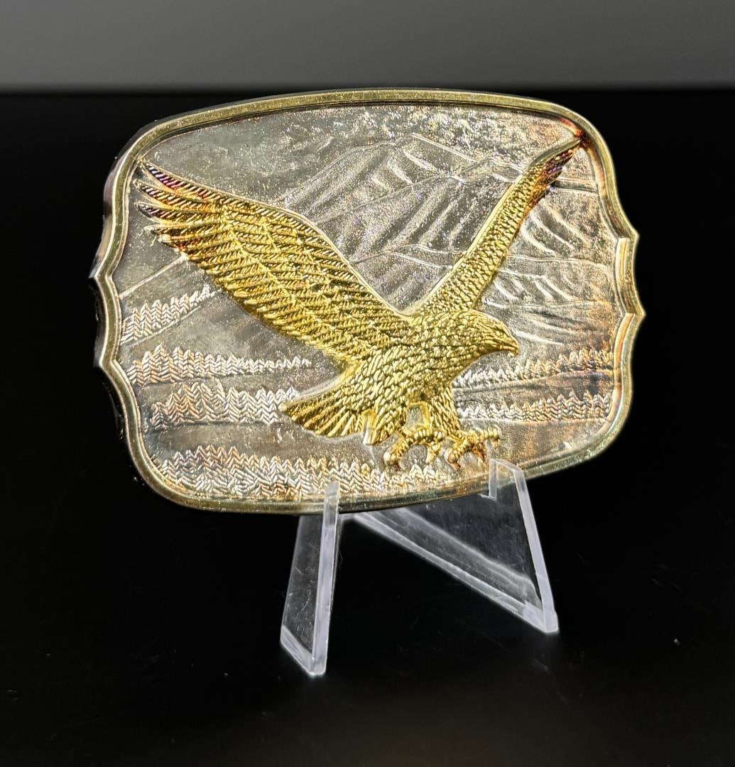 American Eagle Belt Cowboy Buckle: 3 1/2" by 2 1/2" by 1/4".