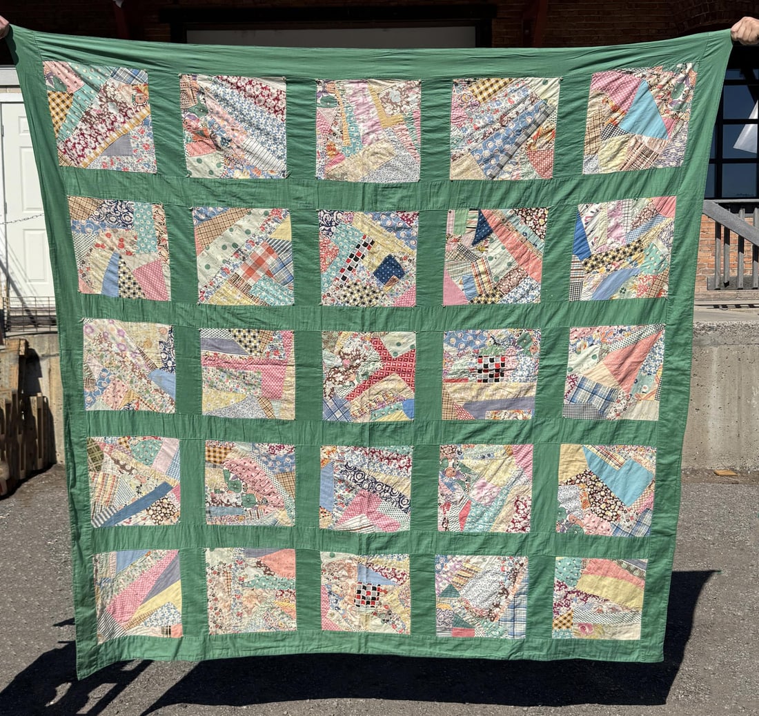 1930s Feed Sack Square Album Quilt: 78" by 80"