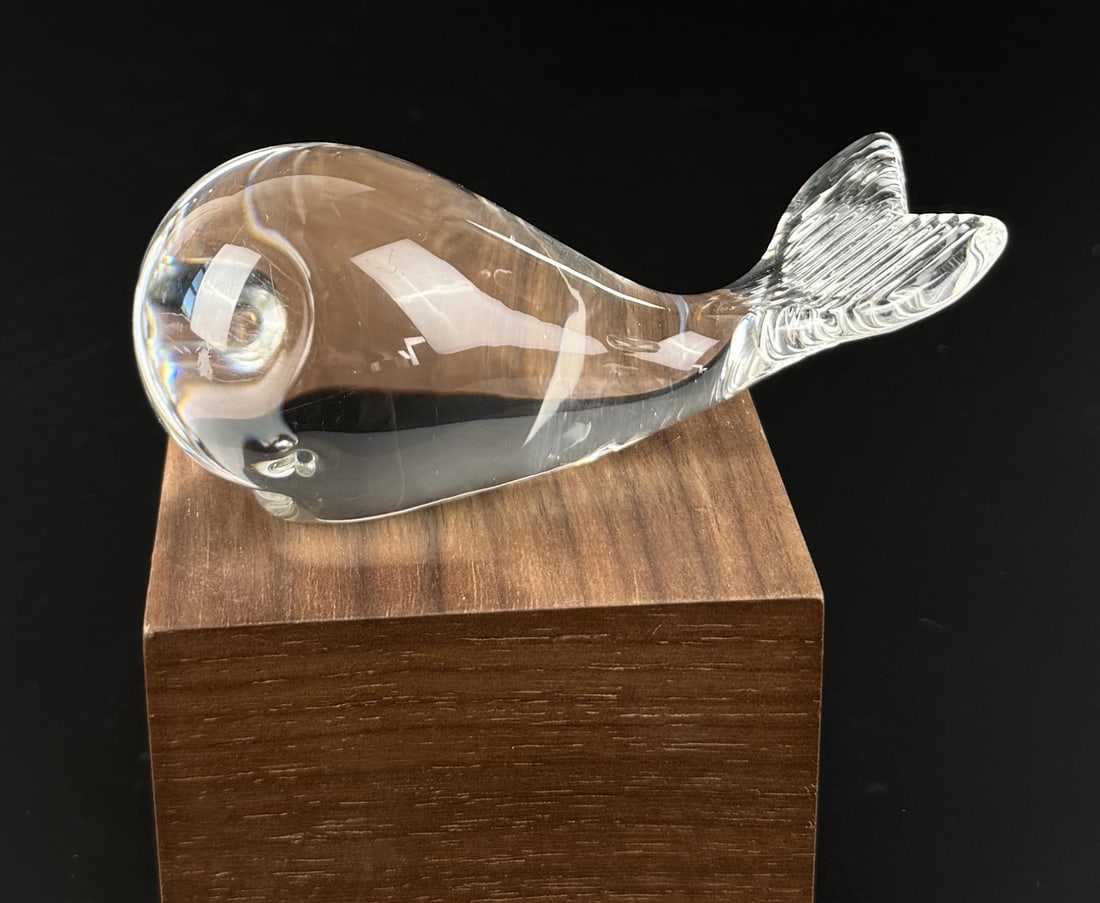 Wedgwood Crystal Whale Paperweight: 3 7/8" by 1 5/8" by 1 1/2"