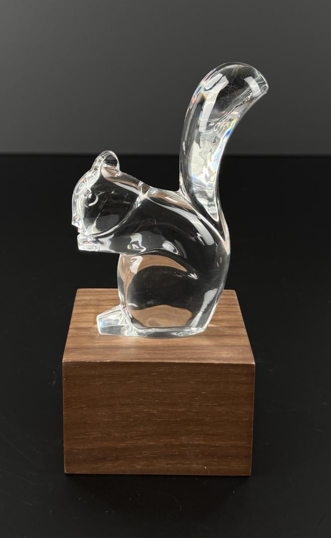 Baccarat Crystal Squirrel Paperweight: 4 1/4" by 3 1/8" by 1 1/8"