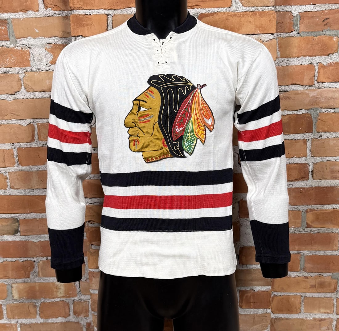 Chicago Blackhawks Gerry Cosby NHL Hockey Jersey: Size 40, no number, late 1960s to mid 70s.