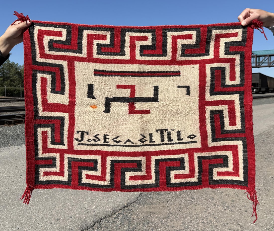 Navajo Indian Whirling Log Pictorial Sign Name Rug (1 of 5)