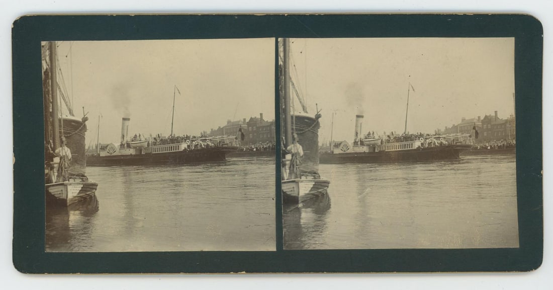 Bournemouth Queen Paddle Steamer Stereoview: Nice example.