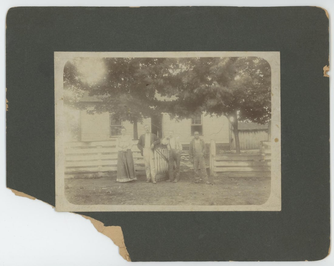 Dr Miller and Wife Farm House Cabinet Photo: 8" by 10". Black laborer photographed beside them.