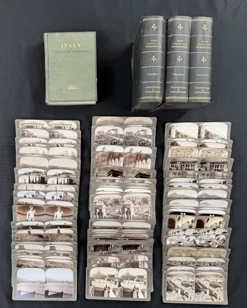 Underwood Italy Through the Stereoscope Set: 100 total Stereoviews.