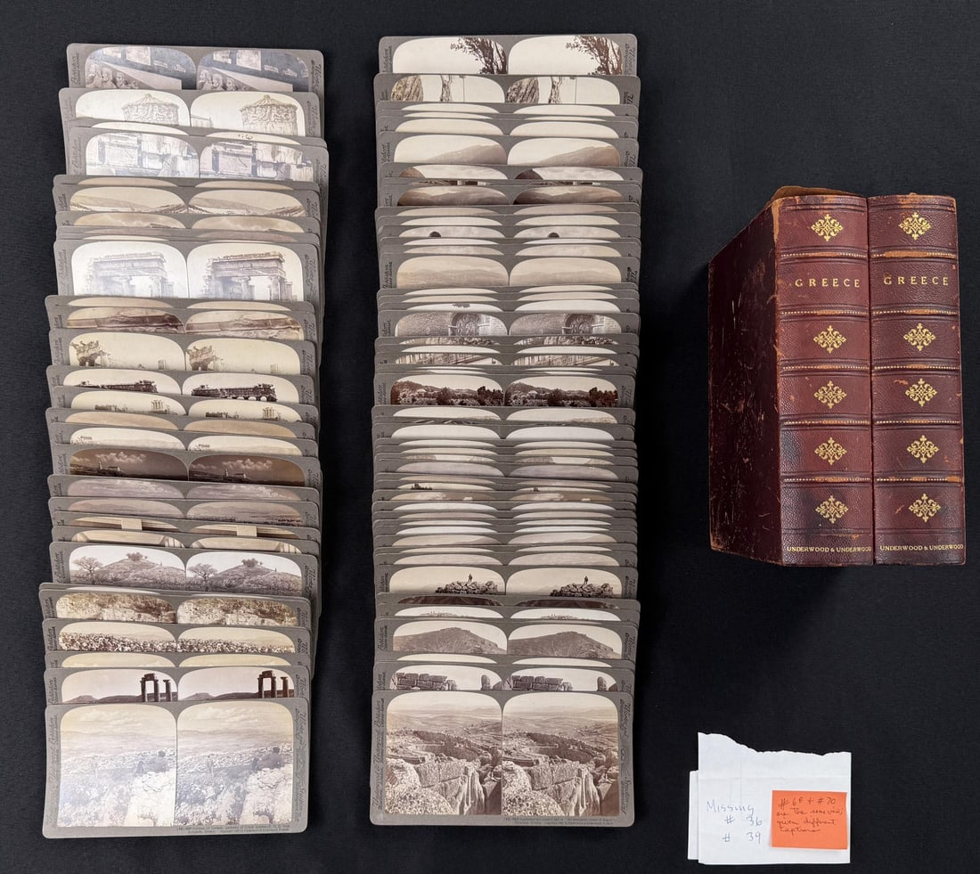 Underwood Greece Stereoview Set: Missing #36 and #39. 97 total.