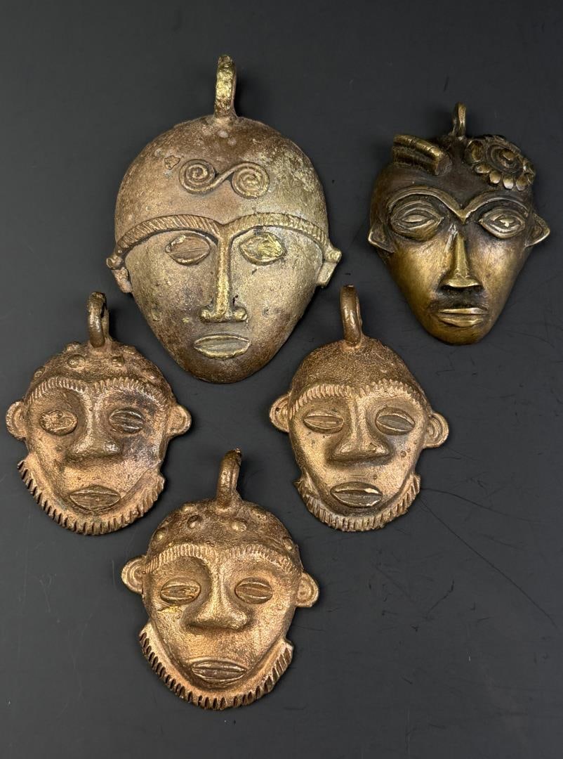 Akan Baule African Bronze Mask Pendants (1 of 4)