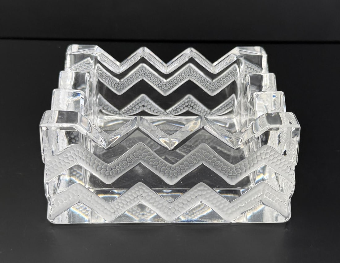 Lalique Soudan Crystal Chevron Glass Ashtray (1 of 5)