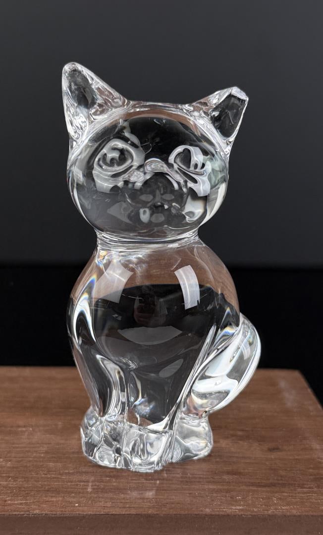 Daum French Crystal Glass Cat Paperweight (1 of 4)