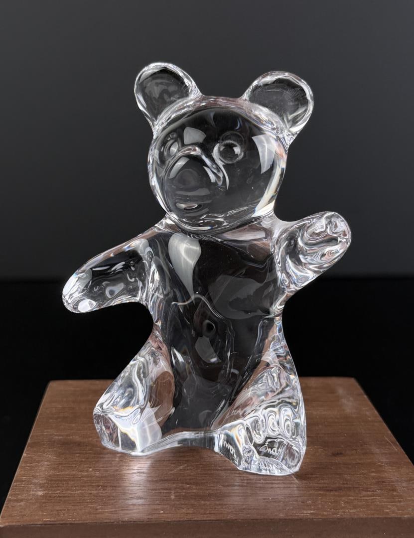 Daum French Crystal Glass Teddy Bear: Measures 3 4/5" by 2 1/4" by 2"