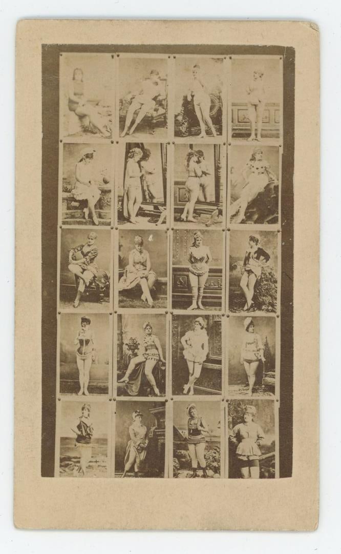 Burlesque Nude Dancers CDV Collage Photo (1 of 3)