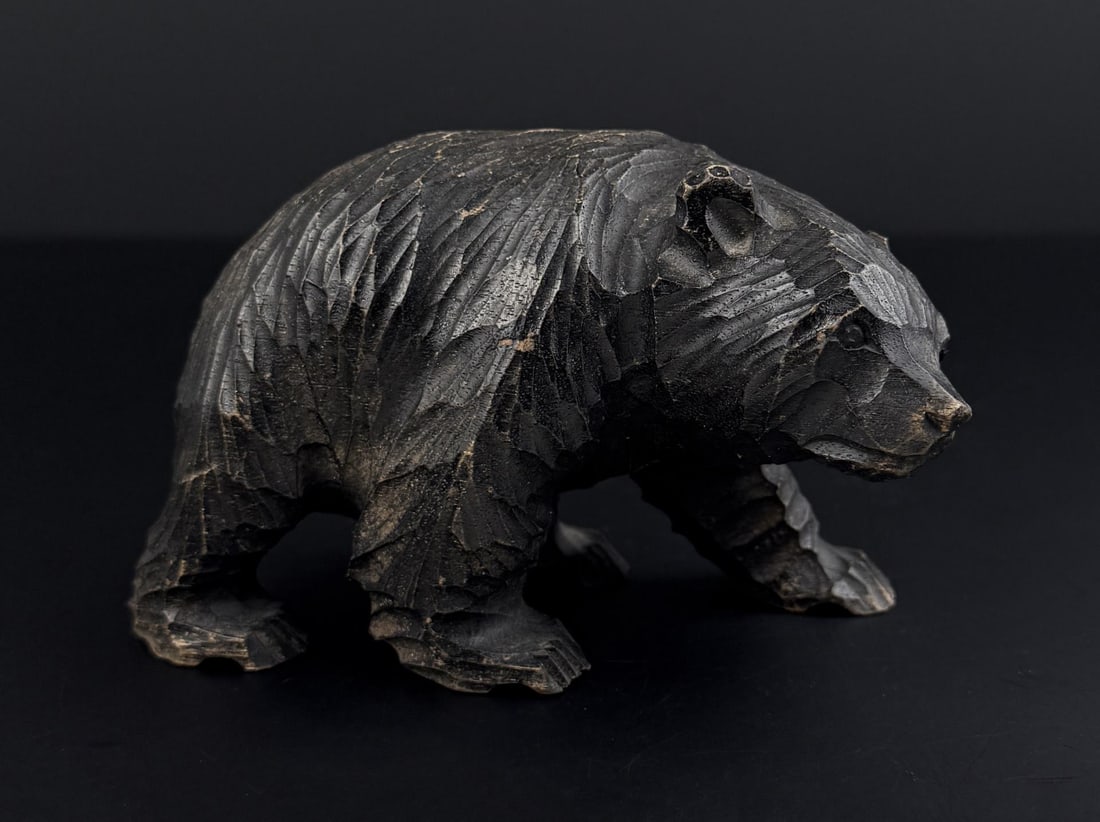 Japanese Ainu Carved Wood Bear: 5 3/4" by 3 1/4" by 2 3/5"