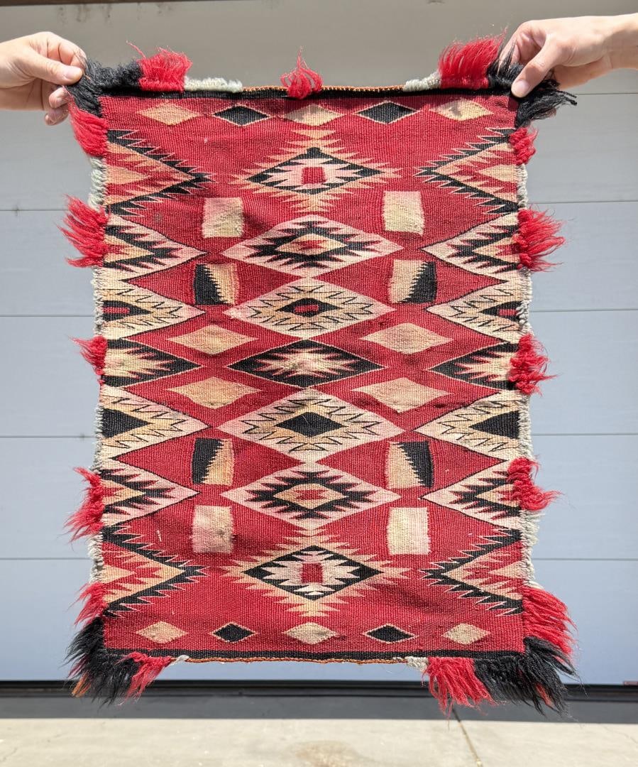 Navajo Indian Germantown Blanket Rug: 18 1/2" by 24 1/2".