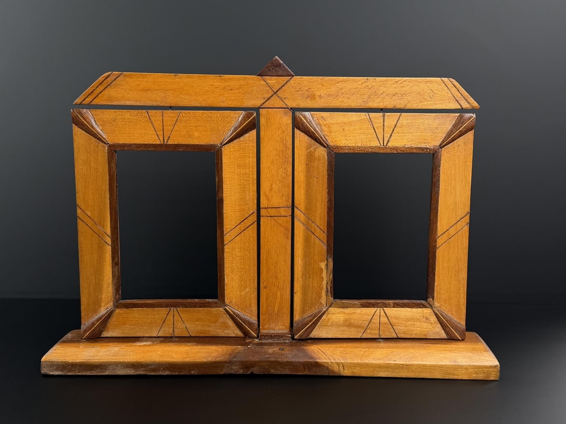 Antique Tramp Art Double Picture Frame (1 of 6)