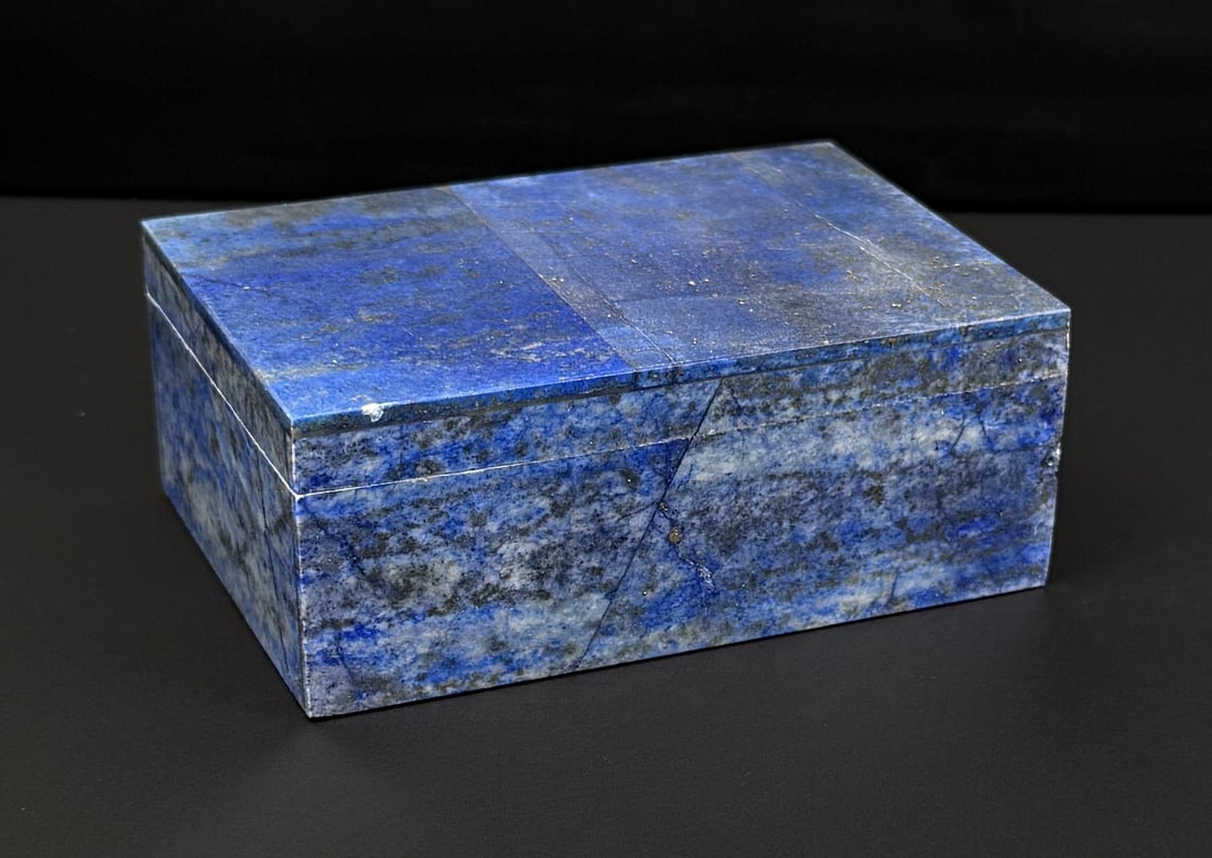 Lapis Lazuli Jewelry Treasure Box: 3 3/4" by 2 5/8" by 1 1/2".