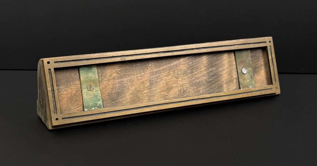 1920s Brass and Wood Office Name Plate Stand (1 of 10)