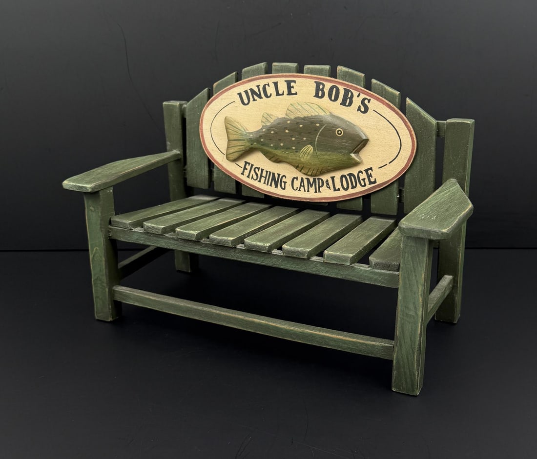Uncle Bobs Fishing Camp Miniature Green Bench (1 of 5)