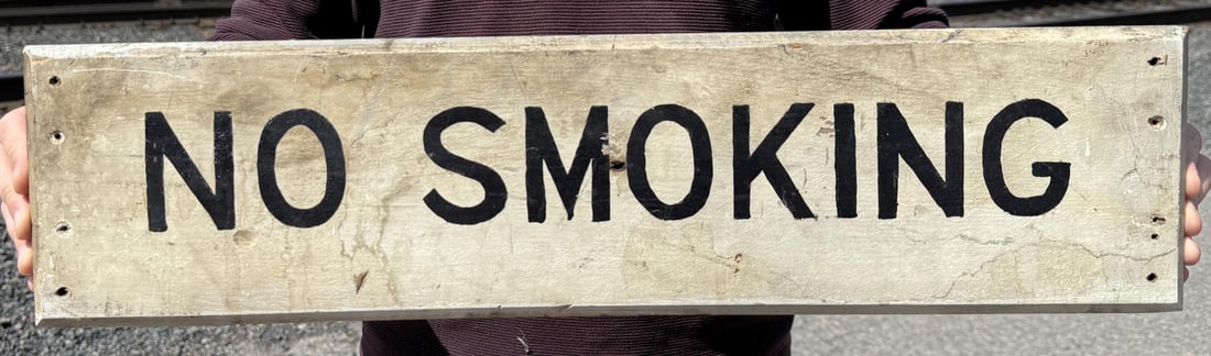 Antique Hand Painted No Smoking Wooden Sign (1 of 3)