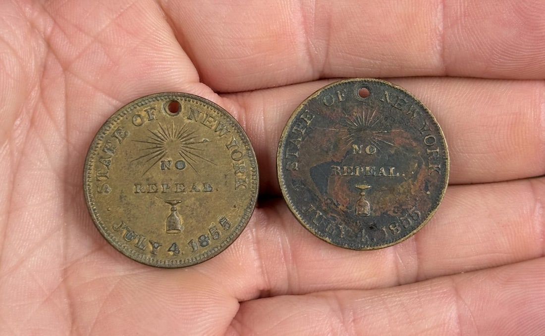 1855 New York Prohibition Commemorative Tokens (1 of 3)