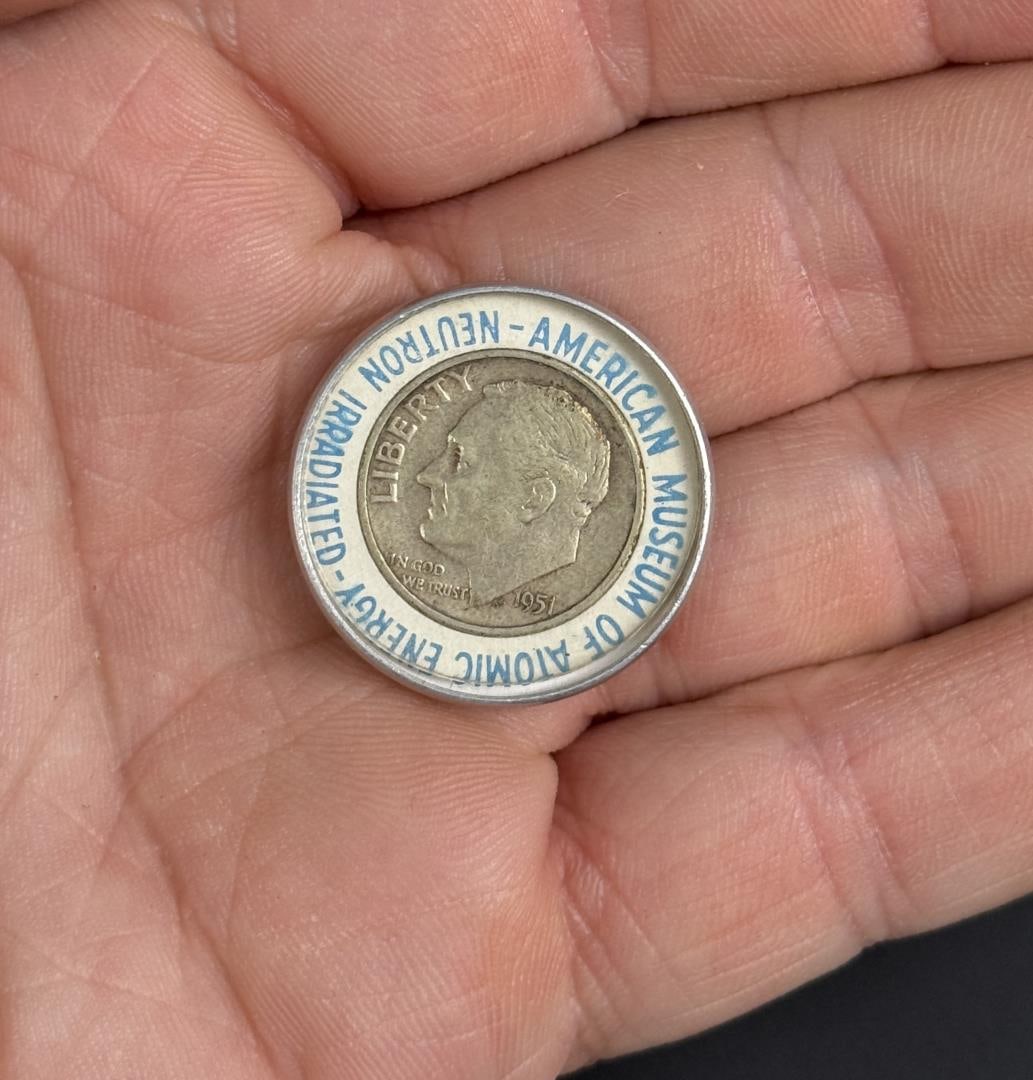 American Museum of Atomic Energy Souvenir Dime: Neutron Irradiated 1951 Silver Dime.