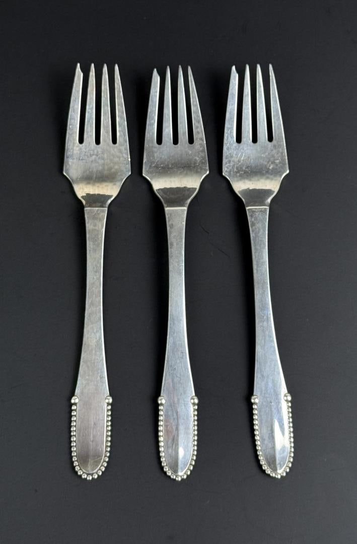 Georg Jensen Beaded Sterling Silver Forks (1 of 4)
