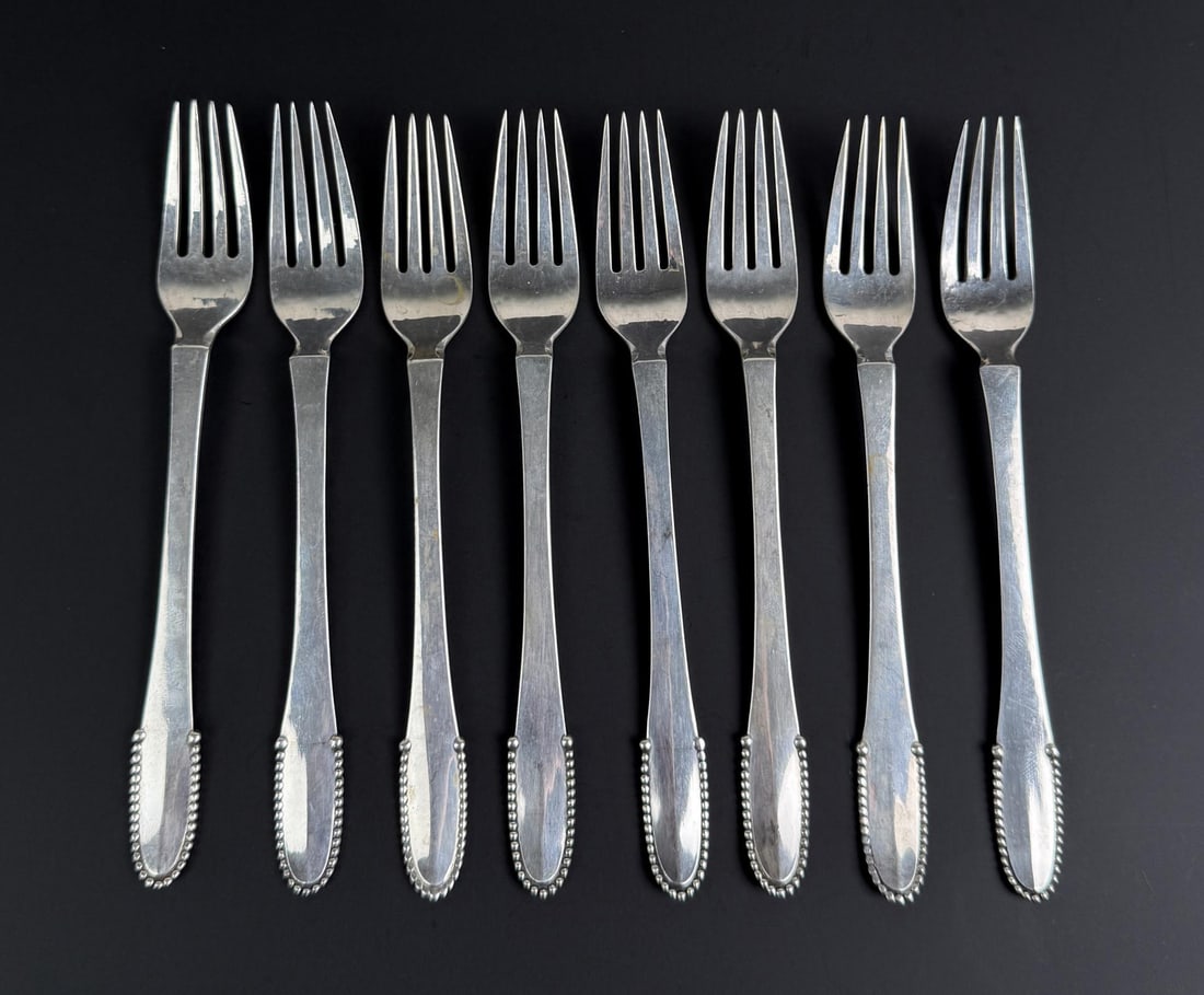 Georg Jensen Beaded .830 Silver Forks (1 of 4)