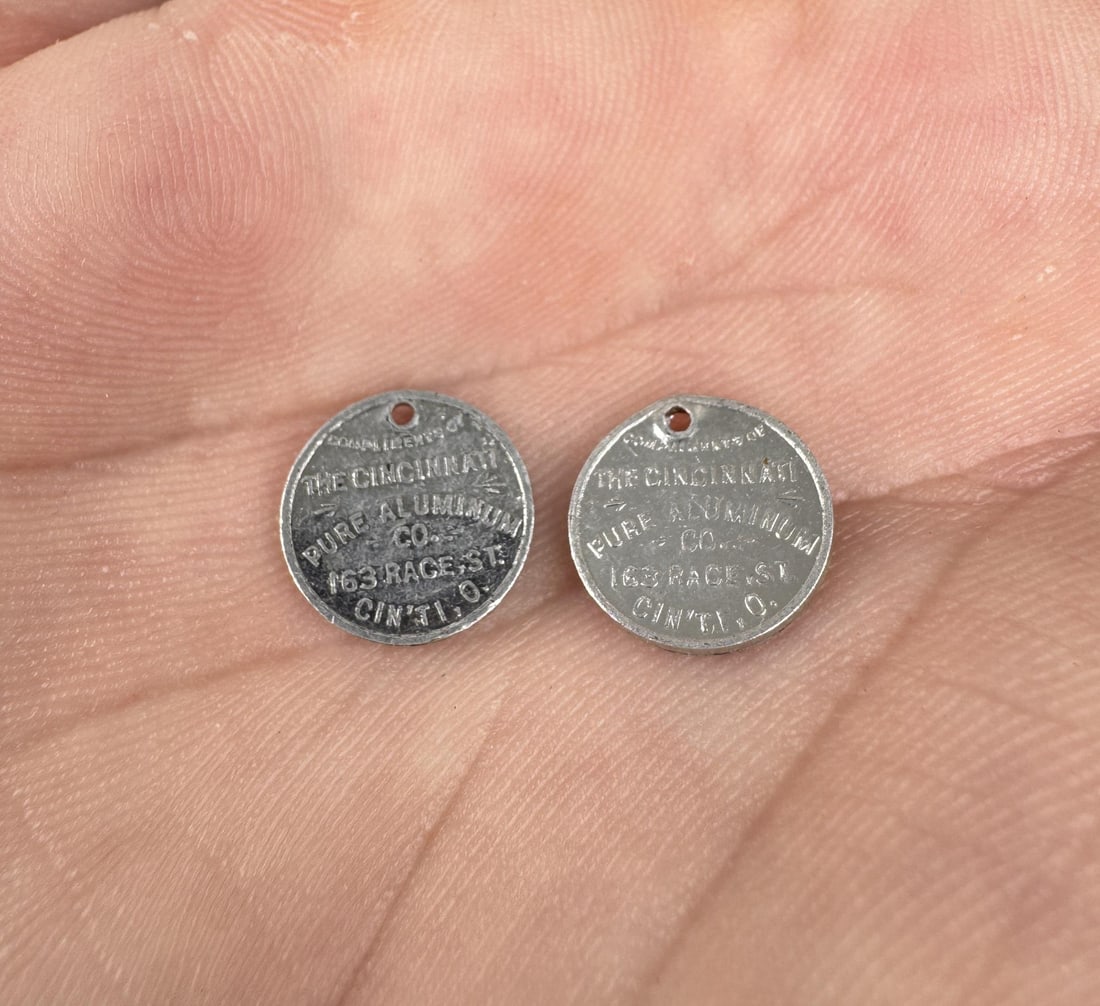 Cincinatti Pure Aluminum Co Advertising Tokens: Late 19th century,
