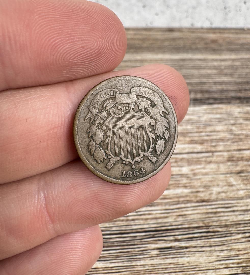 1864 2 Cent Coin Large Motto: Nice example